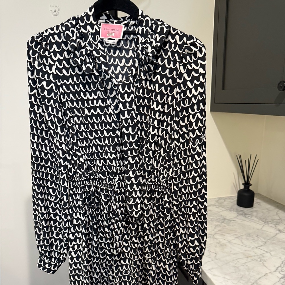 Kate Spade Black and White Long Sleeve Dress
